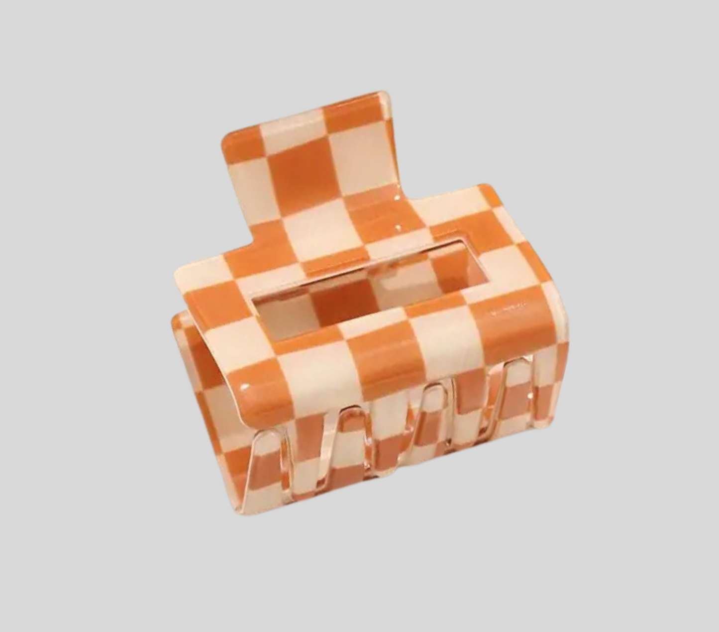 3 Piece Small Glossy Checkered Acrylic Hair Clips