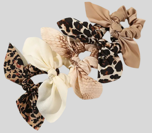 5 Piece Elastic Leopard Print Scrunchies