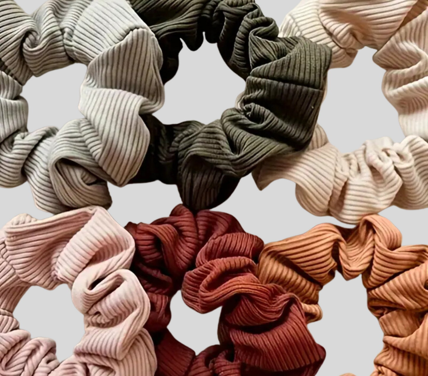 6 Piece Ribbed Elastic Hair Scrunchies