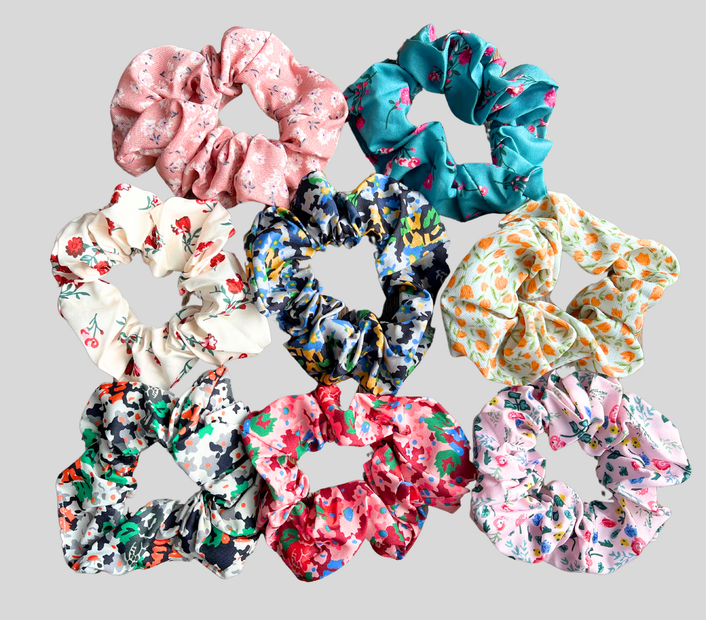 8 Piece Floral Elastic Hair Scrunchies