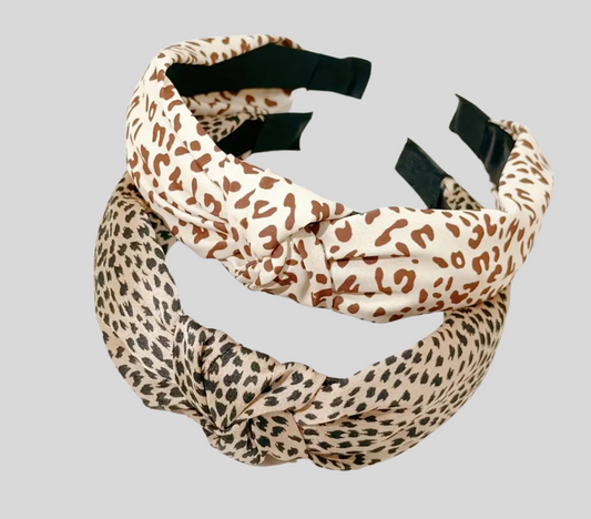 4 Piece Knotted Leopard Headbands