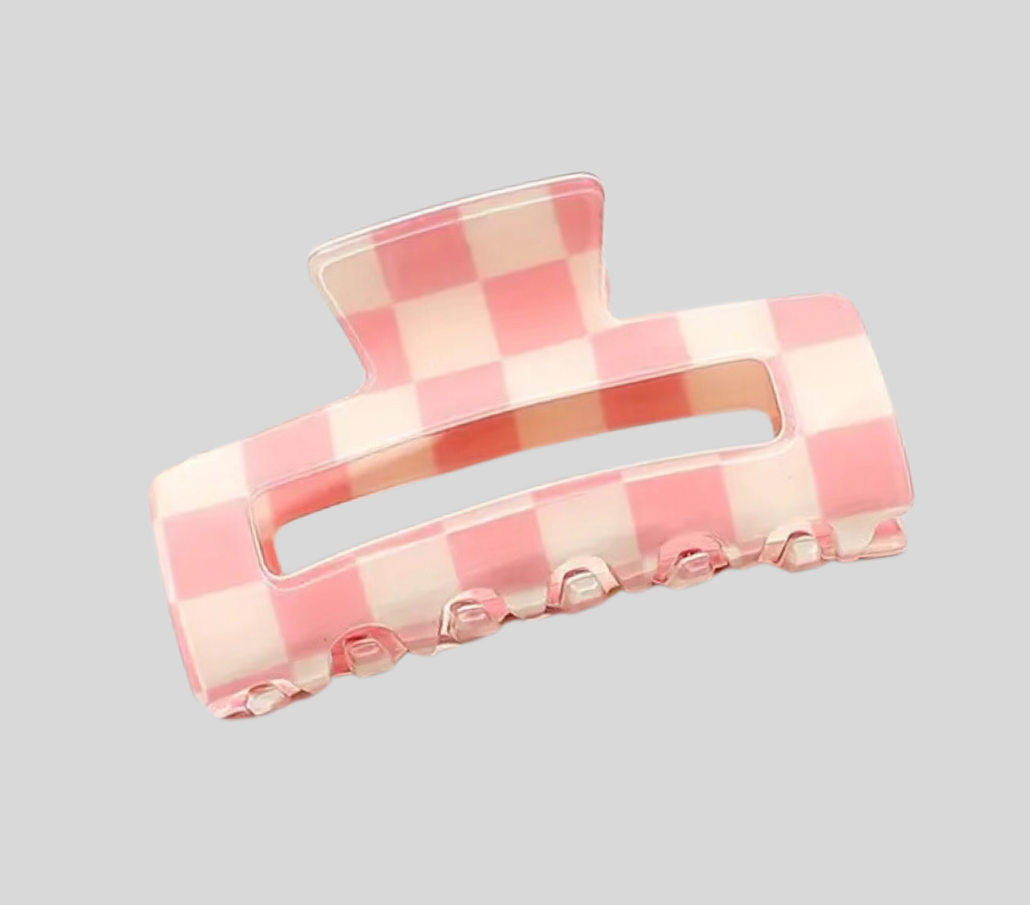 Pink Glossy Checkered Acrylic Hair Clip