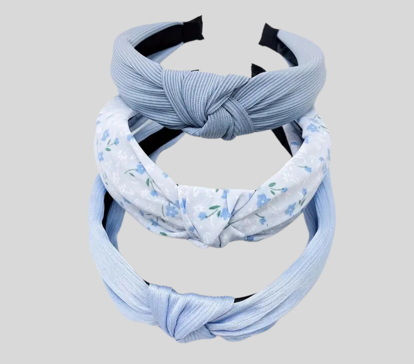 3 Piece Knotted Blue Headbands