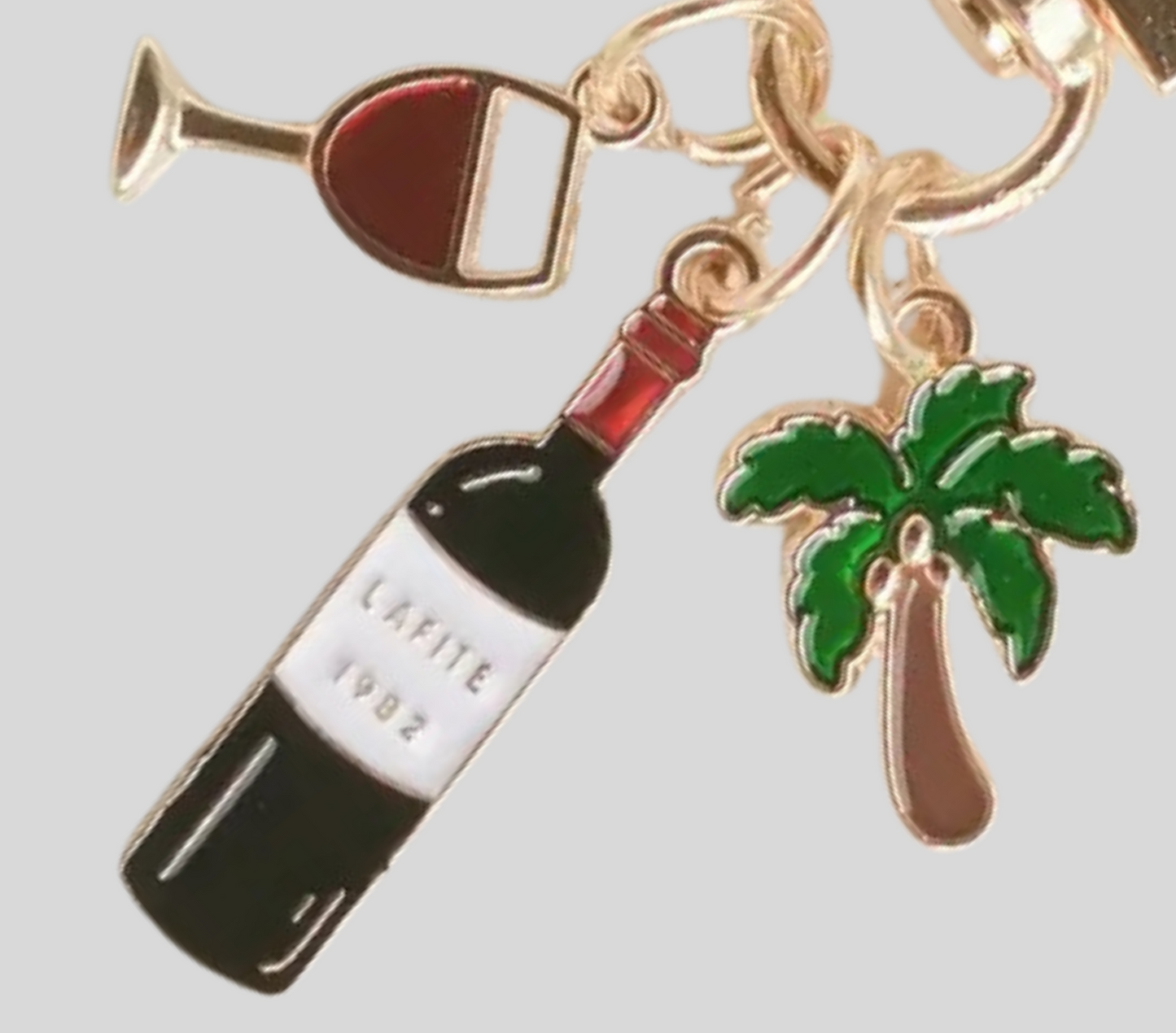 Wine Glass/Bottle/Palm Tree Keychain